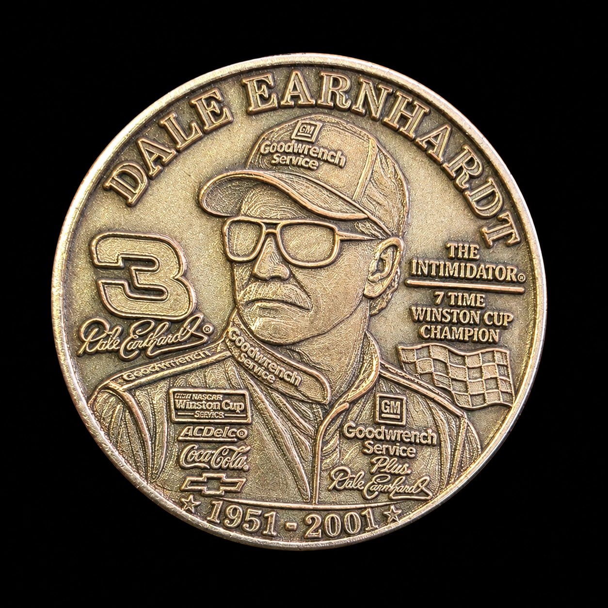 Dale Earnhardt tribute — TxLooT engraved nickel