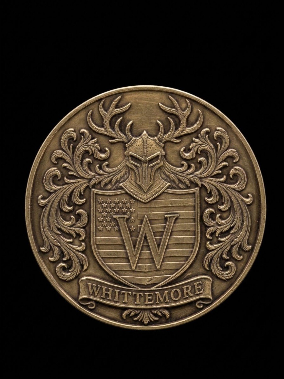Whittemore crest — custom coin engraving by TxLooT